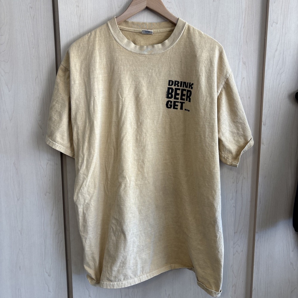 Crazy Shirts Beer Dyed Drink Beer Get Toasted T Shirt‎ Mens XL X-Large Tan-ish